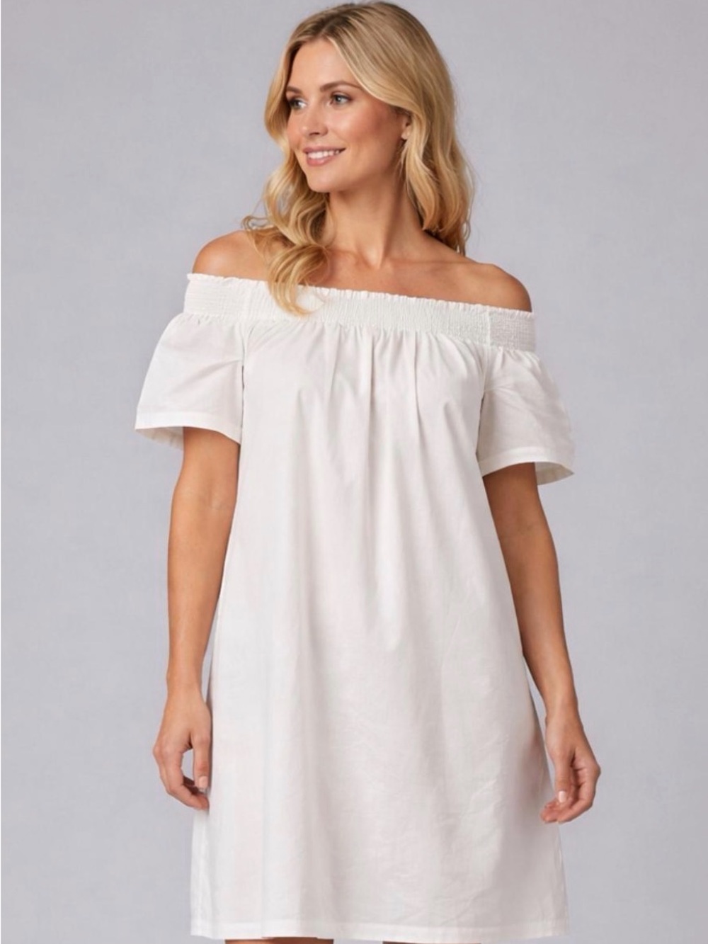 J. Crew Off-Shoulder White Midi Dress